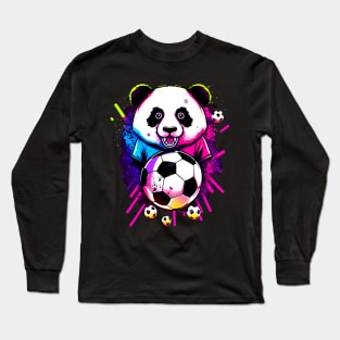 Soccer Panda - Soccer Futball Football - Graphiti Art Graphic Paint Long Sleeve T-Shirt